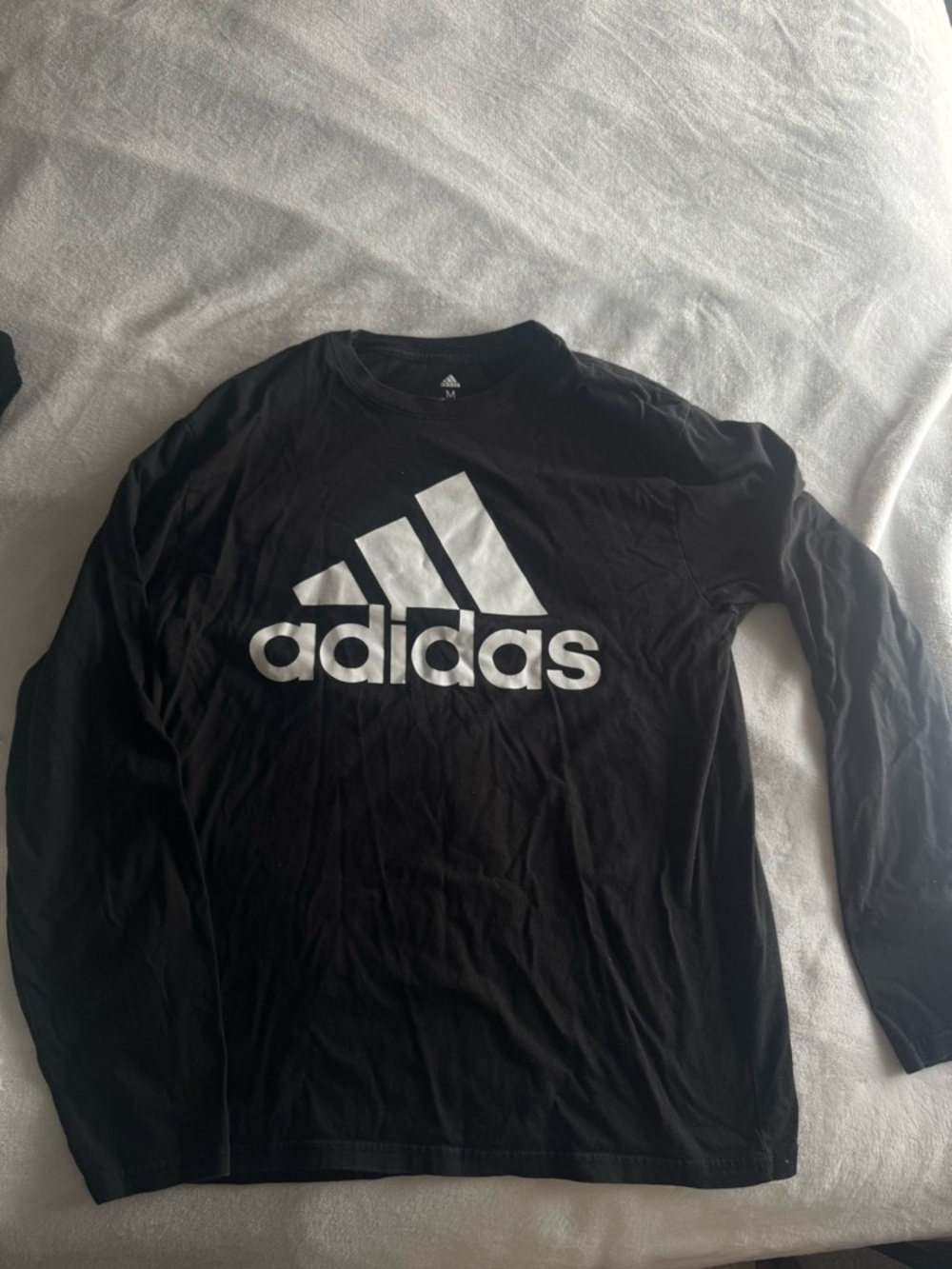 adidas Black Long Sleeve Logo Shirt with White Graphic